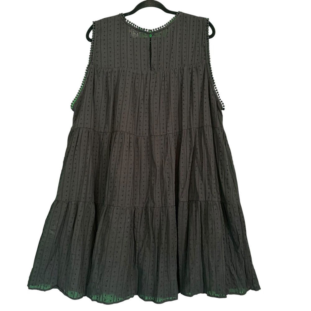 Arula Swiss Dot Tiered Babydoll Dress Tunic Black Sleeveless Lined 2X Plus B - Picture 12 of 15